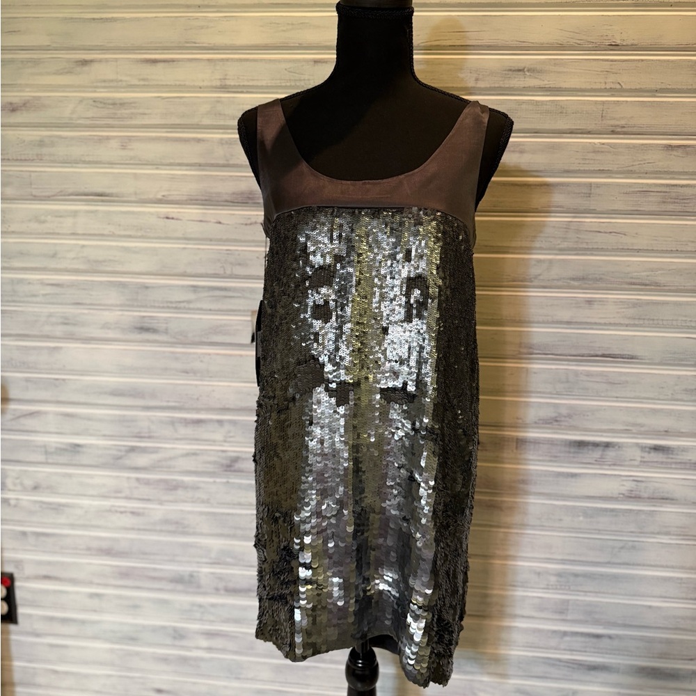 Mint Gunmetal Sequin Mini Dress
